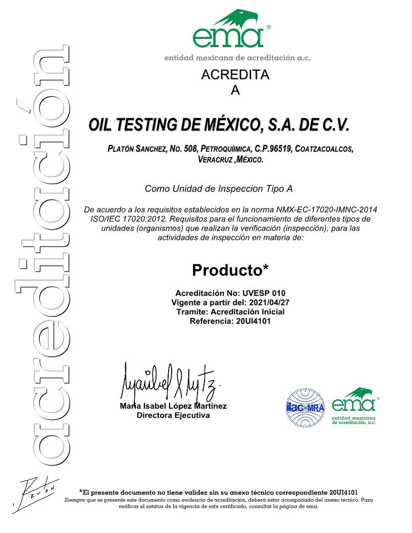 Oil Testing Acreditación tipo A
